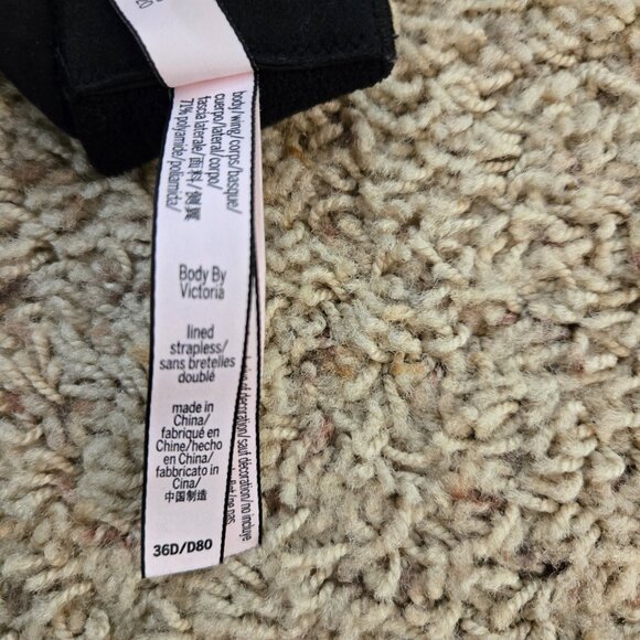 Victoria Secret Strapless Bra Black 36 D w/Underwire Body by Victoria - Picture 7 of 7